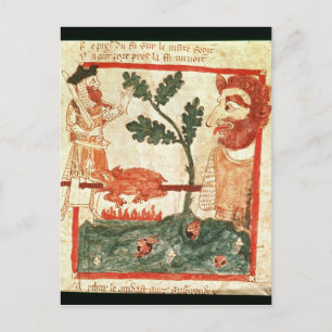 Arthur ontmoet de reus die een varken op a briefkaart