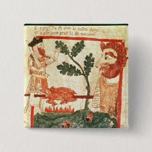 Arthur ontmoet de reus die een varken op een varke vierkante button 5,1 cm