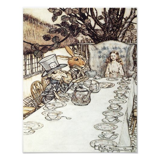 Arthur Rackham 1907 "The Mad Tea Party" print Foto Afdruk (Voorkant)