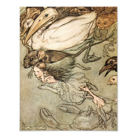 Arthur Rackham 1907 "The Pool of Tears" Print Foto Afdruk (Voorkant)