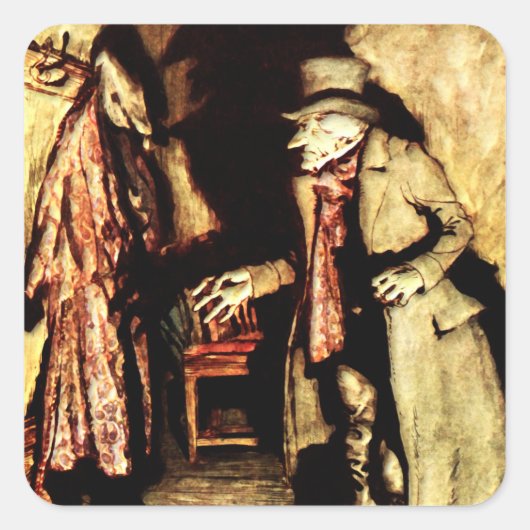 Arthur Rackham - A Christmas Carol - Grumpy Vierkante Sticker (Voorkant)