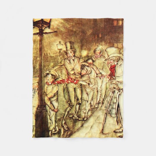 Arthur Rackham - A Kerstcarol - Street Fleece Deken (Voorkant)