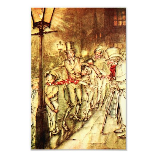 Arthur Rackham - A Kerstcarol - Street Foto Afdruk (Voorkant)