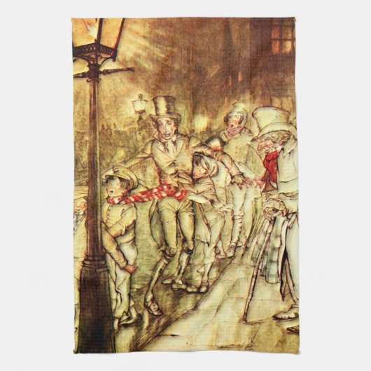 Arthur Rackham - A Kerstcarol - Street Theedoek (Verticaal)