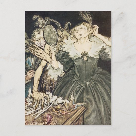 Arthur Rackham | Comus van John Milton: "En zij, Briefkaart (Voorkant)