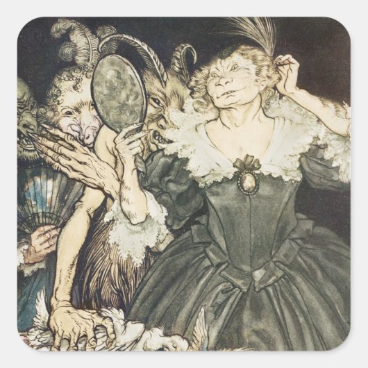 Arthur Rackham | Comus van John Milton: "En zij, Vierkante Sticker (Voorkant)