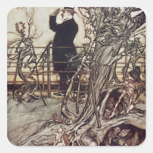 Arthur Rackham | De Kensington-tuinen bevinden zic Vierkante Sticker (Voorkant)
