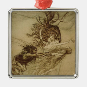 Arthur Rackham   De Rhinemaidens die Alberich tedr Metalen Ornament