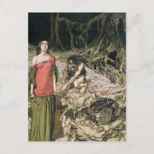 Arthur Rackham   De wol van Grimhilde, de mot Briefkaart