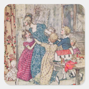 Arthur Rackham   Een doorblote en welvarende groep Vierkante Sticker