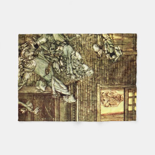 Arthur Rackham - Een kerstkarol - Ghosts Fleece Deken (Voorkant (Horizontaal))