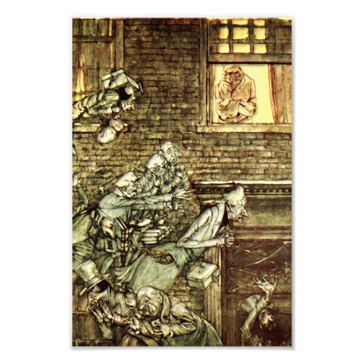 Arthur Rackham - Een kerstkarol - Ghosts Foto Afdruk (Voorkant)