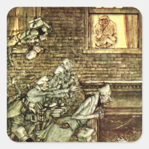 Arthur Rackham - Een kerstkarol - Ghosts Vierkante Sticker