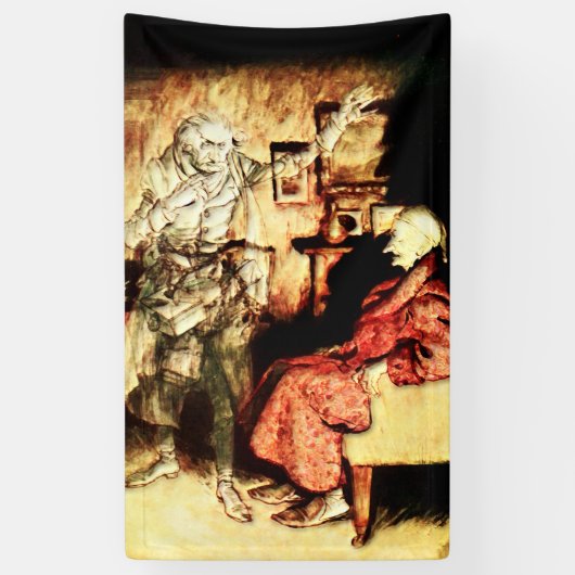 Arthur Rackham - Een kerstkarol - Scrooge Spandoek (Verticaal)