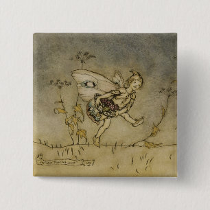 Arthur Rackham Fairy, afbeelding uit 'A Midsu' Vierkante Button 5,1 Cm