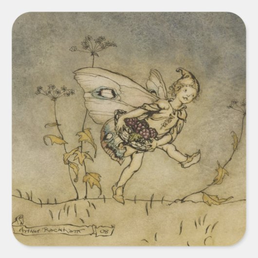 Arthur Rackham | Fairy, afbeelding uit 'A Midsu' Vierkante Sticker (Voorkant)