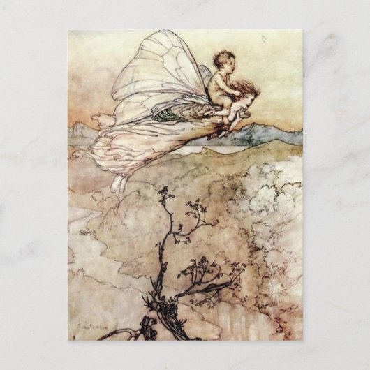 Arthur Rackham Fairy en Baby Flying Briefkaart (Voorkant)