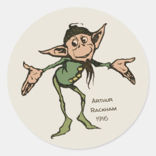Arthur Rackham Gnome (kleur) Brothers Grimm CC0995 Ronde Sticker