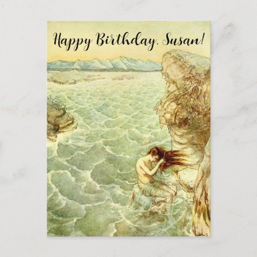 Arthur Rackham Illustratie Nymph op een rots Feestdagenkaart (Voorkant)