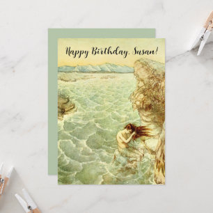 Arthur Rackham Illustratie Nymph op een rots Kaart