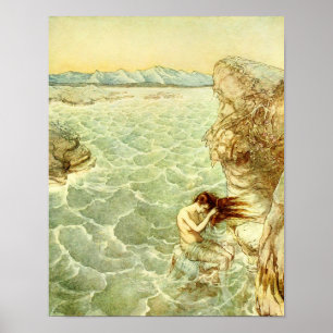 Arthur Rackham Illustratie Nymph op een rots Poster