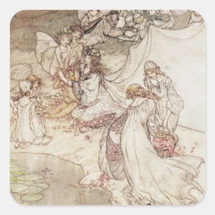 Arthur Rackham   Illustratie voor een Fairy Tale,  Vierkante Sticker