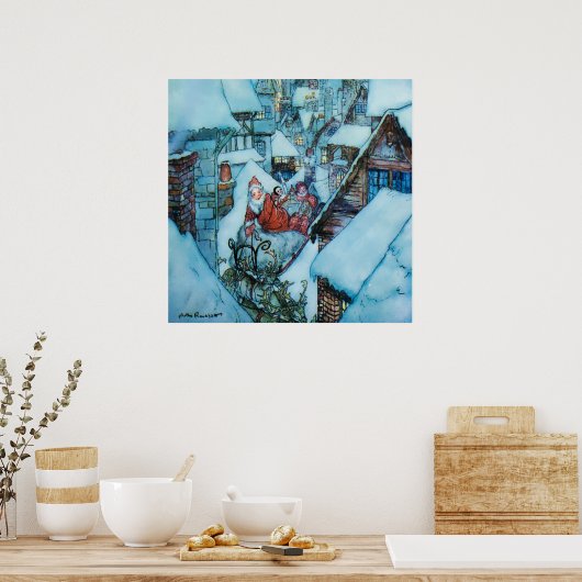 Arthur Rackham kerstaeve Art Poster (Keuken)