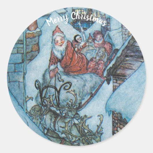  Arthur Rackham Kerstgroeten Ronde Sticker (Voorkant)