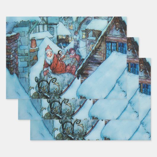 Arthur Rackham kerstnacht kunst Inpakpapier Vel (Set)