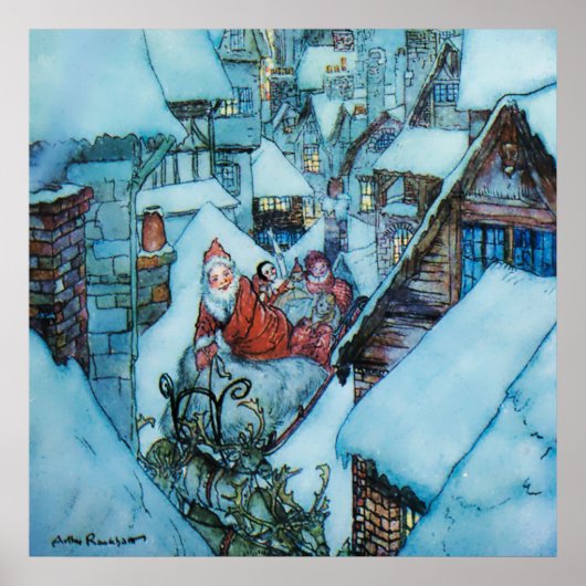 Arthur Rackham kerstnacht kunst Poster (Voorkant)