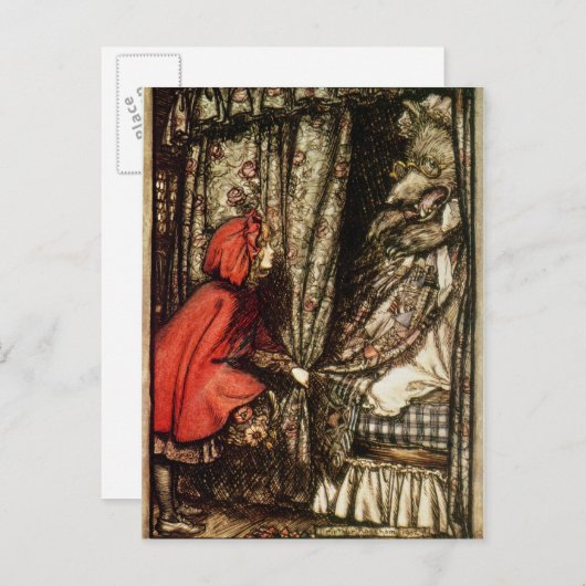 Arthur Rackham | Kleine rode rijkap Briefkaart (Voorkant / Achterkant)