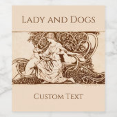 Arthur Rackham, Lady en Dogs Wijn Etiket (Enkel label)