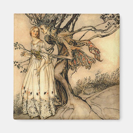 Arthur Rackham - Oude Vrouw in het Hout Magneet (Voorkant)