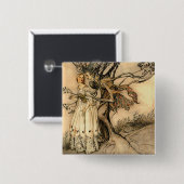 Arthur Rackham - Oude Vrouw in het Hout Vierkante Button 5,1 Cm (Voorkant /achterkant)