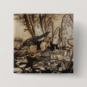 Arthur Rackham Peter Pan in Kensington-tuinen Vierkante Button 5,1 Cm