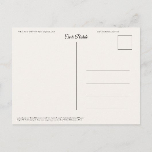 Arthur Rackham Richard Wagner Brünnhilde Valkyrie Briefkaart (Achterkant)