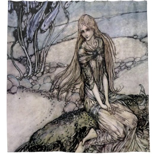 Arthur Rackham-sprookjeskunst uit “Undine” Douchegordijn (Voorkant)