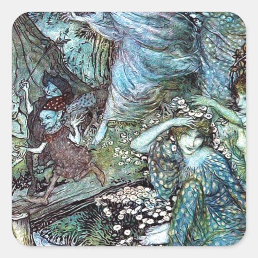 Arthur rackham vierkante sticker (Voorkant)