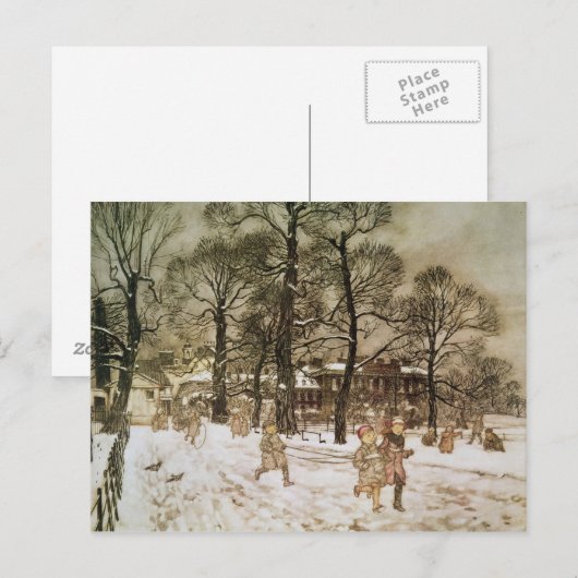 Arthur Rackham | Winter in Kensington Gardens van Briefkaart (Voorkant / Achterkant)