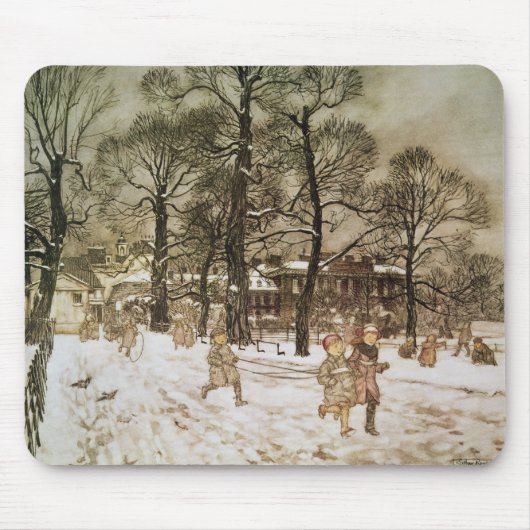 Arthur Rackham | Winter in Kensington Gardens van Muismat (Voorkant)