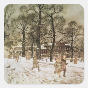 Arthur Rackham Winter in Kensington Gardens van Vierkante Sticker