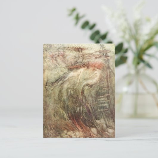 Arthur Rackham zeemeermin komt uit waar het zonnig Briefkaart (Staand voorkant)