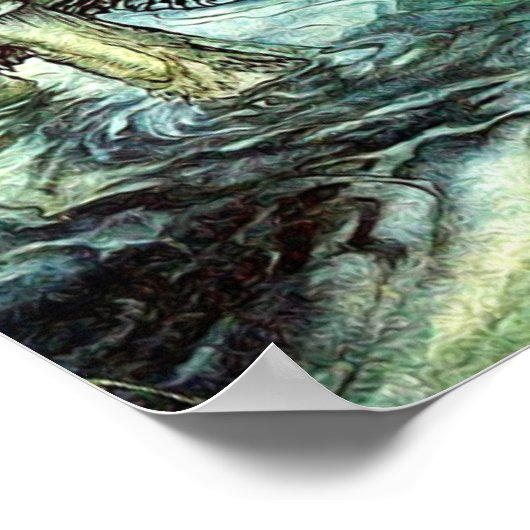 Arthur Rackham's Faeries, blauw Poster (Hoek)