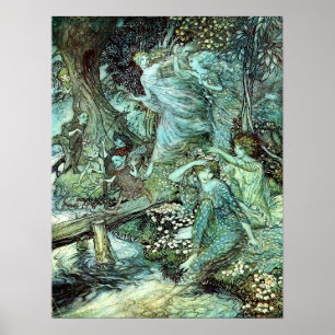 Arthur Rackham's Faeries, blauw Poster