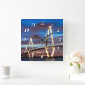 Arthur Ravenel Bridge aan de nachtmuur Vierkante Klok (Huis)
