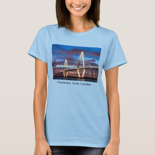Arthur Ravenel Bridge bij nacht T-shirt (Voorkant)
