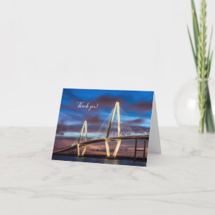 Arthur Ravenel Bridge 's nachts bedankje Bedankkaart