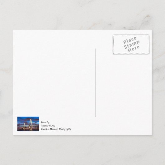 Arthur Ravenel Bridge 's nachts Briefkaart (Achterkant)