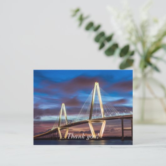 Arthur Ravenel Bridge 's nachts Briefkaart (Staand voorkant)