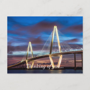 Arthur Ravenel Bridge 's nachts Briefkaart